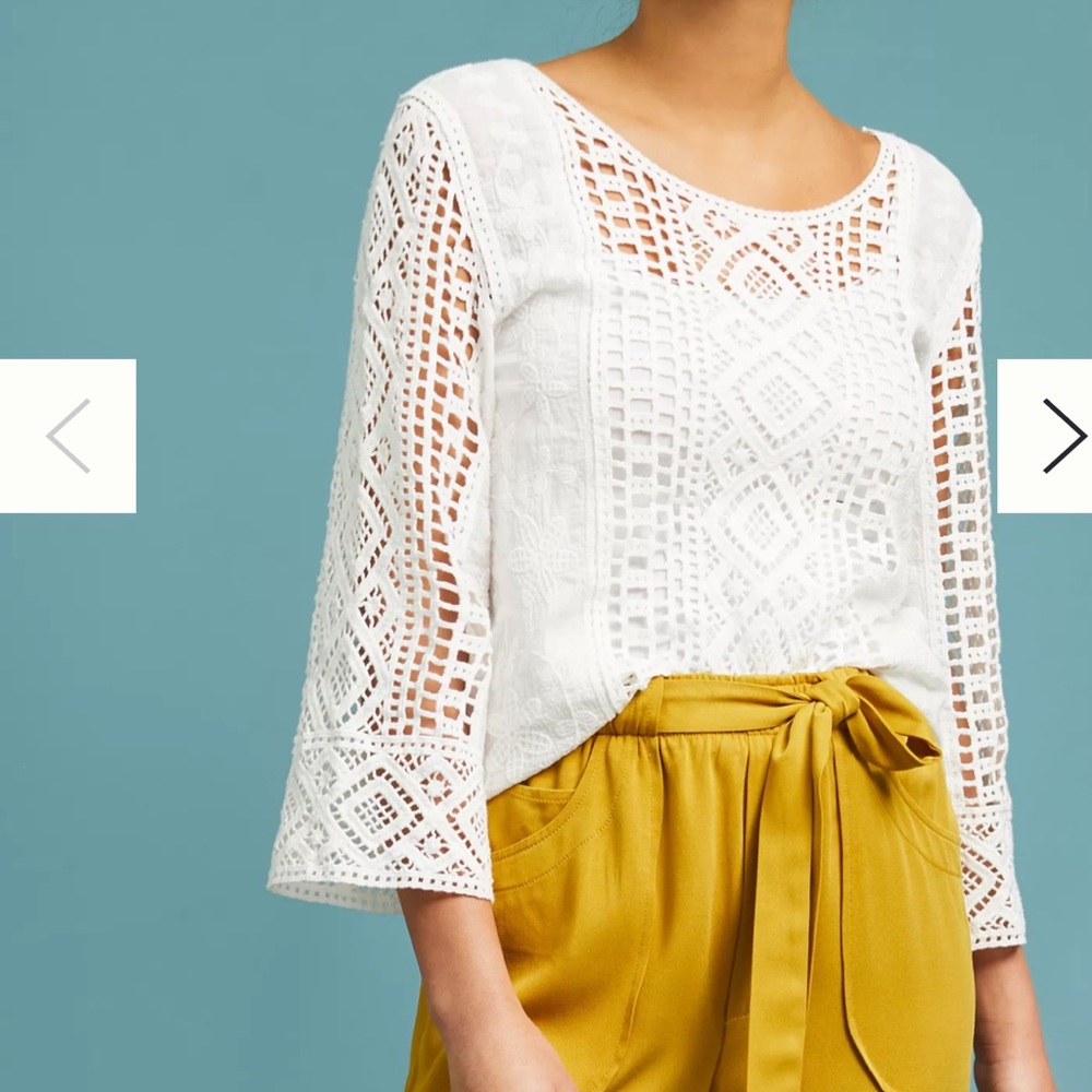 Anthropologie off white shirt is perfect for spring and summer.